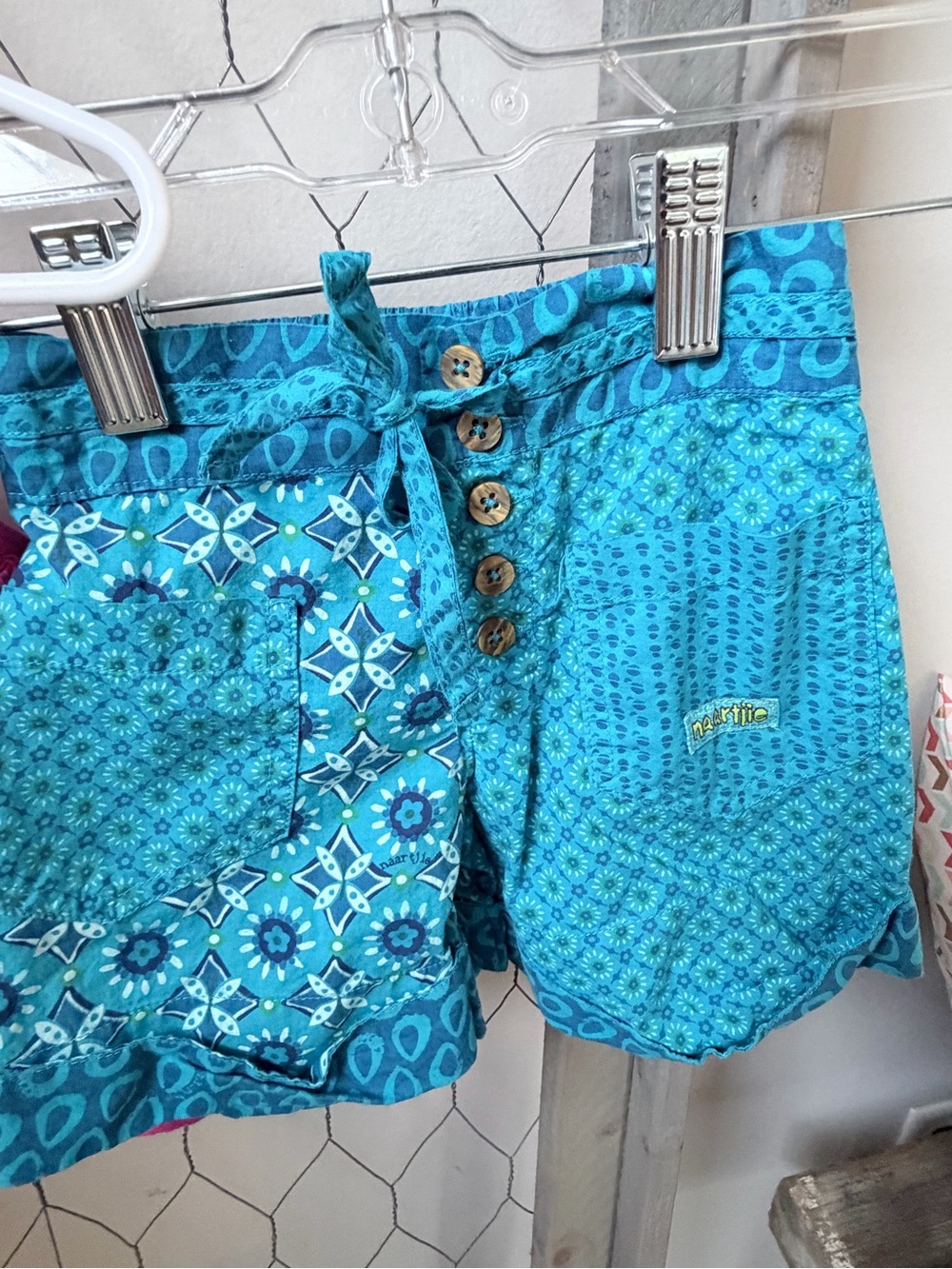 Naartjie Girls Pink Ruffle Tank & Turquoise Patterned Shorts Set Size 12-18M - Picture 3 of 5
